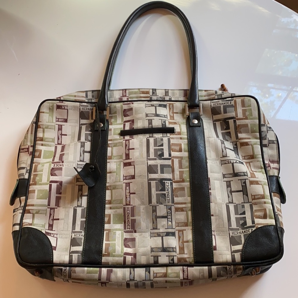 MARIO HERNANDEZ Laptop bag Canvas w/ Leather trims - Picture 2 of 9